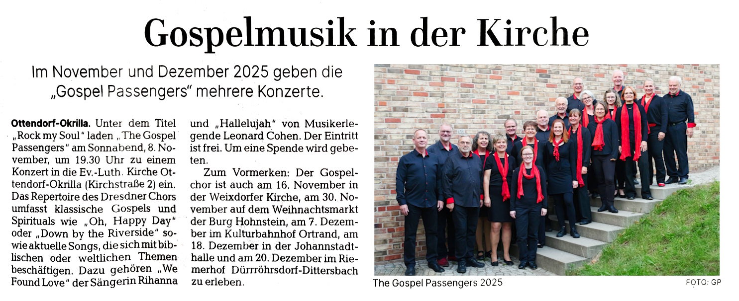 Artikel im Nobember 2025 in den Dresdner Neueste Nachrichten